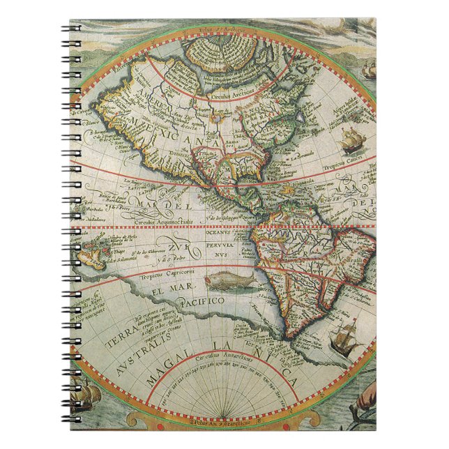Cuaderno Mapa antiguo del mundo de las Américas, 1597 (Frente)