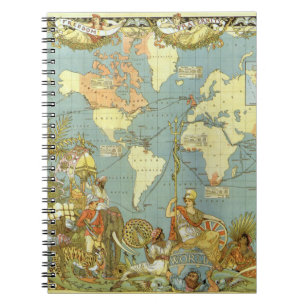 Cuaderno Mapa Antiguo del Mundo del Imperio Británico, 1886