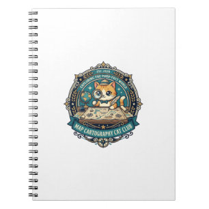 Cuaderno Mapa Cartografía Gato Diseño Divertido Amante de l