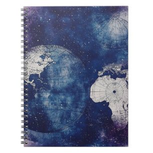 Cuaderno Mapa Celestial Antiguo Púrpura Cósmico del Mundo