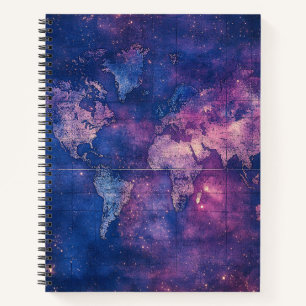 Cuaderno Mapa Celestial del Mundo Vintage Púrpura Real