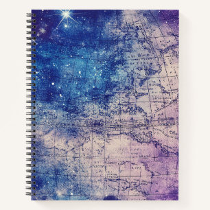 Cuaderno Mapa Celestial Purpura Místico del Mundo