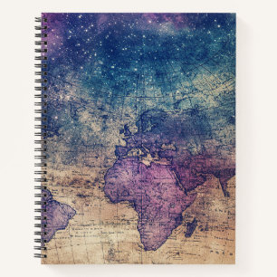 Cuaderno Mapa Celestial Vintage Púrpura Gótico