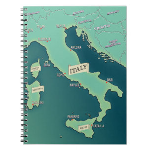 Cuaderno Mapa Clásico de Italia en Portapapeles