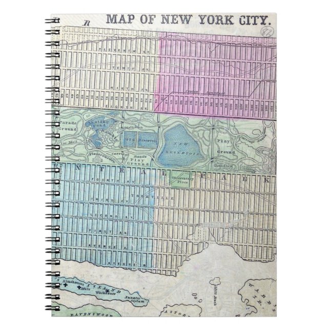 Cuaderno Mapa de 1870 Parque Central de Nueva York (Frente)