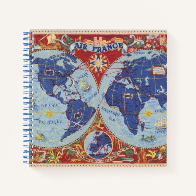Cuaderno Mapa de Air France del mundo (Anverso)