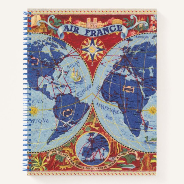 Cuaderno Mapa de Air France del mundo (Anverso)