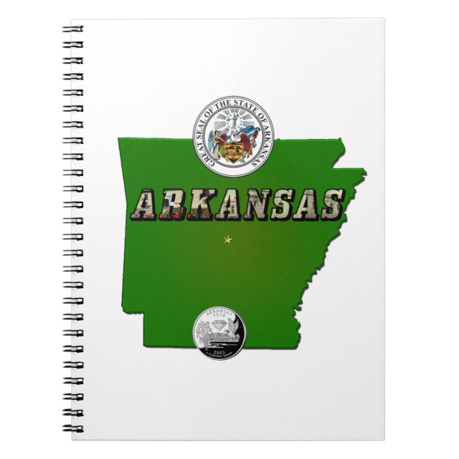 Cuaderno Mapa de Arkansas, Sello y Barrio Faux Estatal (Frente)