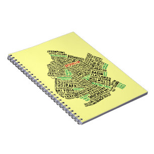 Cuaderno Mapa de Arte Word de Brooklyn en Nueva York