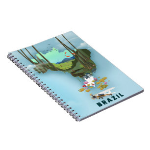 Cuaderno Mapa de Brasil Afiche de viaje ilustrado