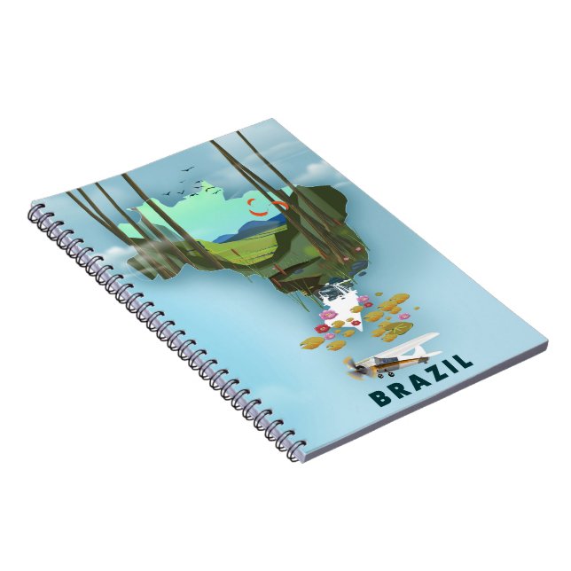 Cuaderno Mapa de Brasil Afiche de viaje ilustrado (Lado Derecho)