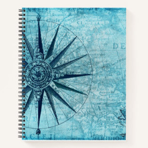 Cuaderno Mapa de brújula de navegación náutica vintage