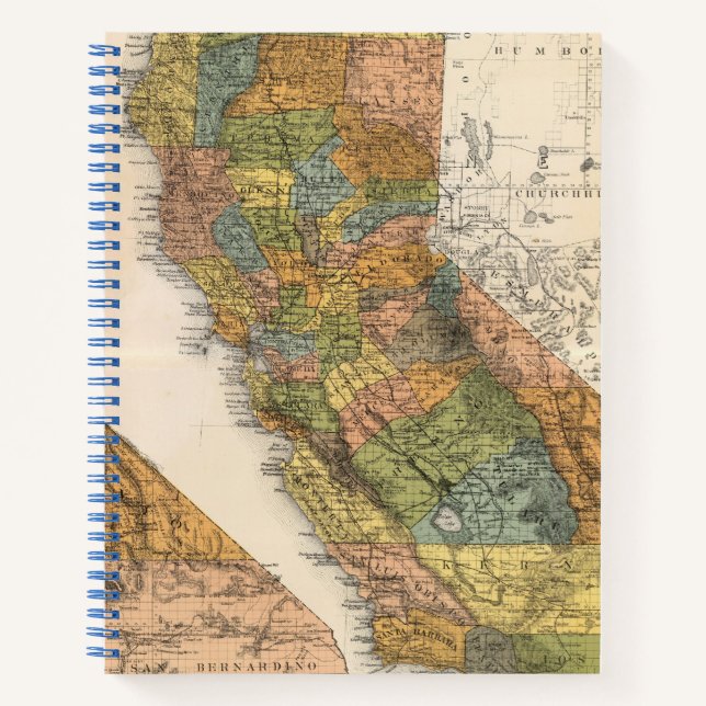 Cuaderno Mapa de California que muestra municipios y ferroc (Anverso)