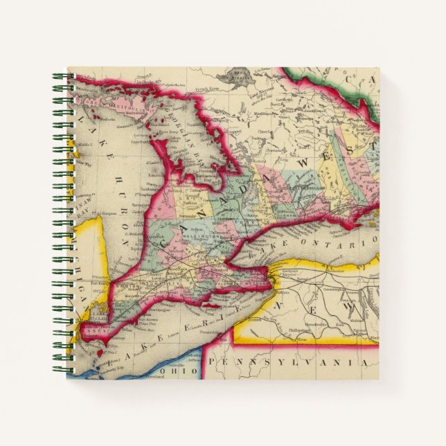 Cuaderno Mapa De Canadá Occidental En Los Condados (Anverso)