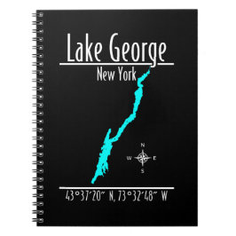 Cuaderno Mapa de coordenadas de la costa del lago George, N