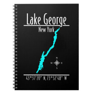 Cuaderno Mapa de coordenadas de la costa del lago George, N