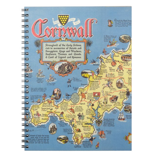 Cuaderno Mapa de Cornwall, Inglaterra (Frente)