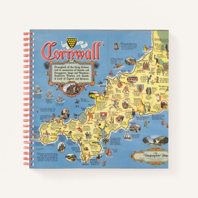 Cuaderno Mapa de Cornwall, Inglaterra (Anverso)