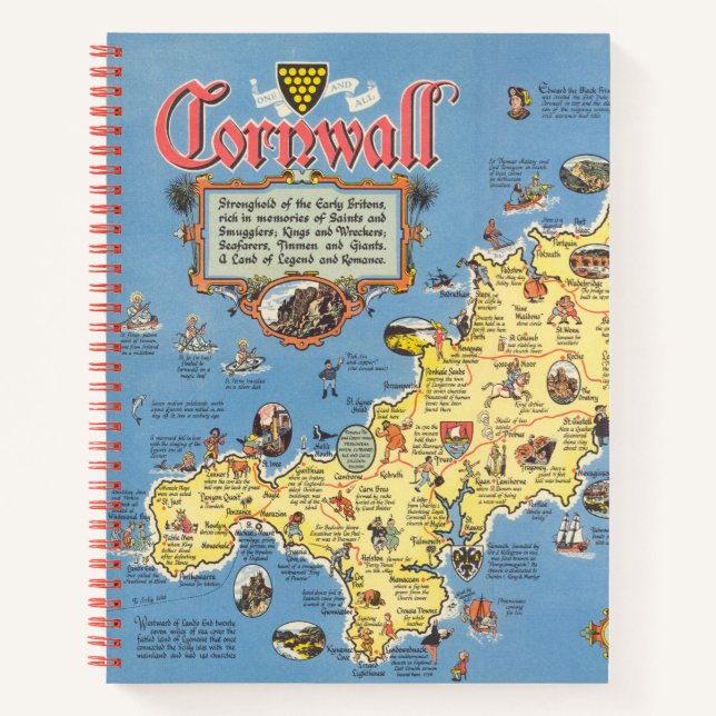 Cuaderno Mapa de Cornwall, Inglaterra (Anverso)