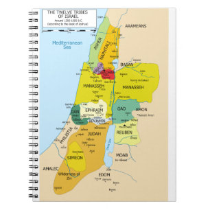 Cuaderno Mapa de doce tribus de Israel de 1200 a 1050