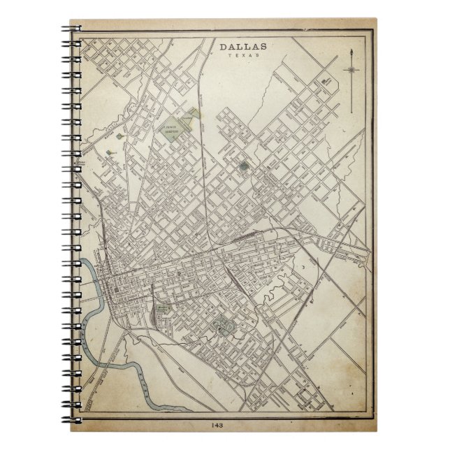 Cuaderno Mapa de época de Dallas, TX (1890) (Frente)