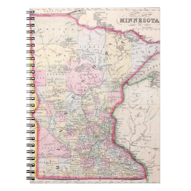 Cuaderno Mapa de época de Minnesota (1864) (Frente)