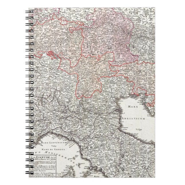 Cuaderno Mapa de época del norte de Italia (1720) (Frente)