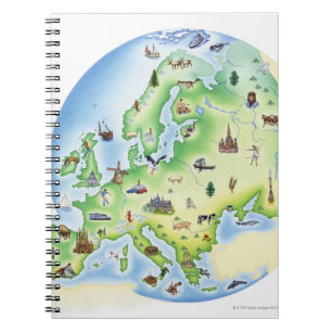Cuaderno Mapa de Europa con ilustraciones de famosos