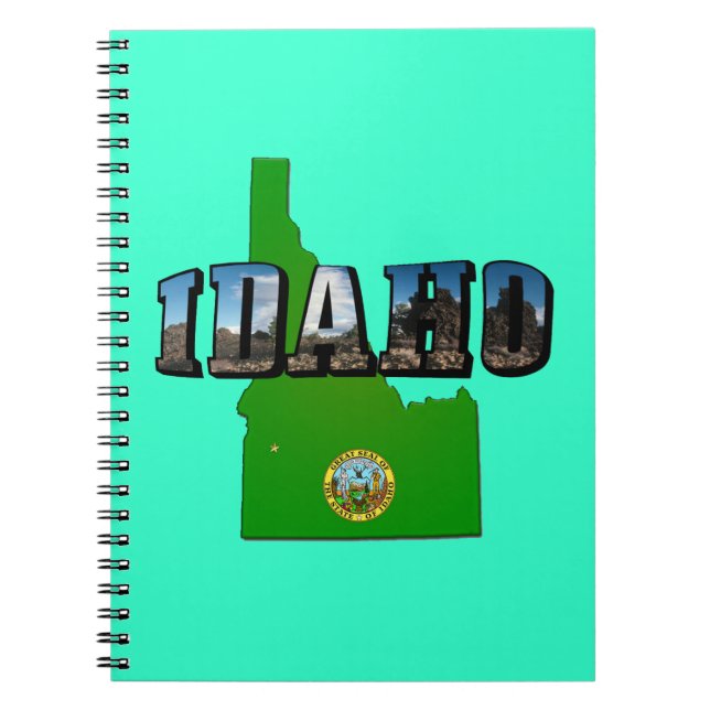 Cuaderno Mapa de Idaho, Sello y texto de imagen (Frente)