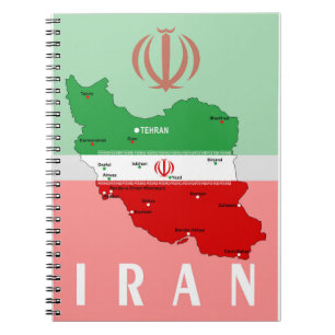 Cuaderno Mapa de Irán con bandera y emblema