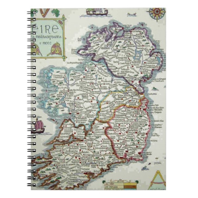 Cuaderno Mapa de Irlanda - Mapa histórico irlandés Eire Eri (Frente)