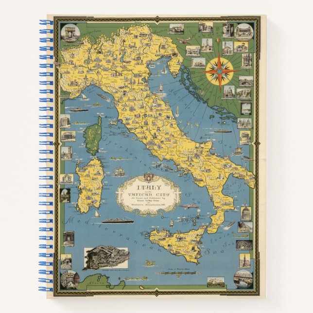 Cuaderno Mapa de Italia con Ciudad del Vaticano (Anverso)