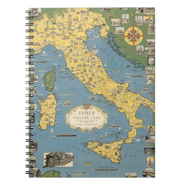 Cuaderno Mapa de Italia con Ciudad del Vaticano (Frente)
