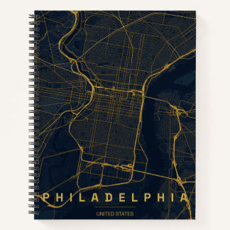 Cuaderno Mapa de la ciudad de Filadelfia EE. UU. Diseño Mín