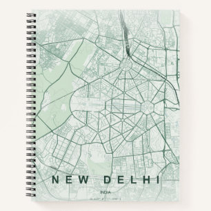 Cuaderno Mapa de la ciudad de Nueva Delhi, India, diseño mi