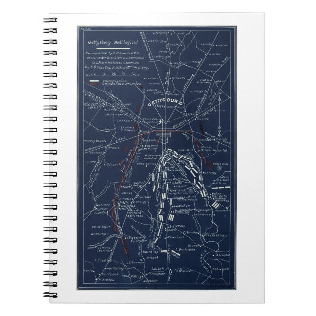 Cuaderno Mapa de la guerra civil de Gettysburg Battlefield  (Frente)