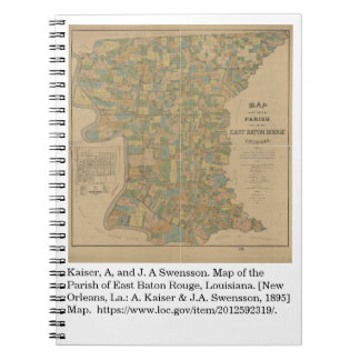 Cuaderno Mapa de la parroquia de Baton Rouge Oriental, La.