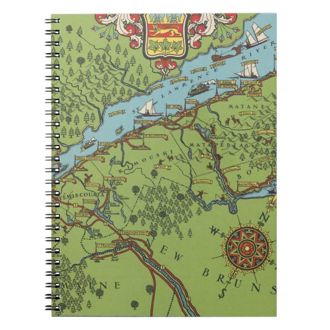 Cuaderno Mapa de la Península de Gaspe, Canadá (Frente)