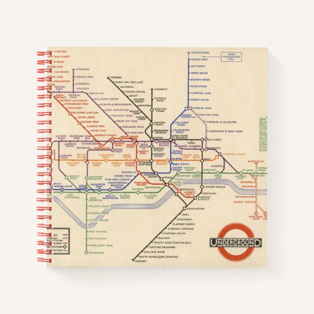 Cuaderno Mapa de los ferrocarriles subterráneos de Londres (Anverso)