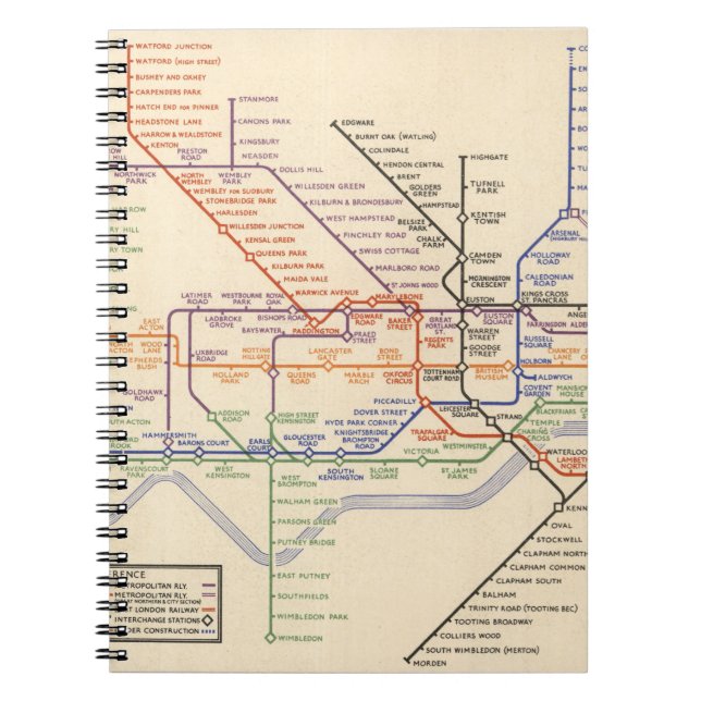 Cuaderno Mapa de los ferrocarriles subterráneos de Londres (Frente)