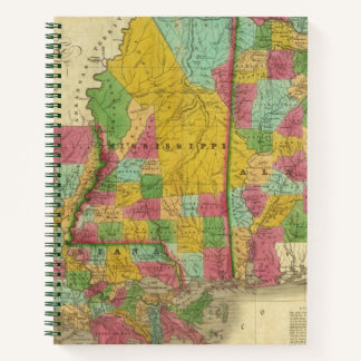 Cuaderno Mapa de Luisiana, Misisipi y Alabama