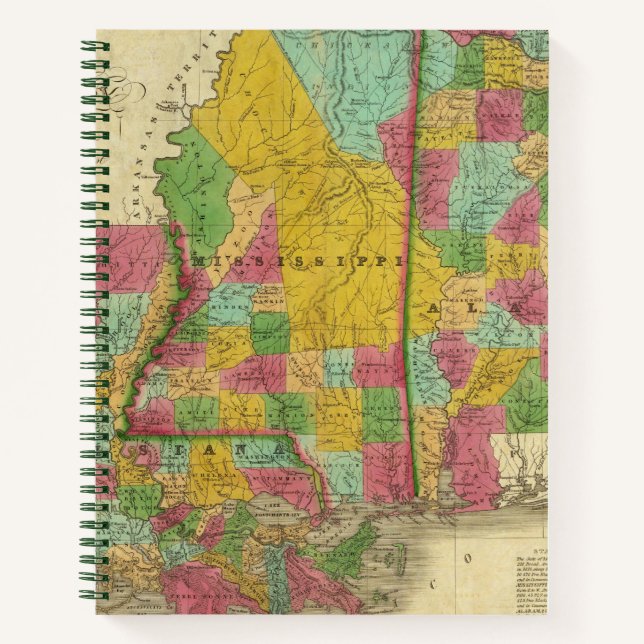 Cuaderno Mapa de Luisiana, Misisipi y Alabama (Anverso)