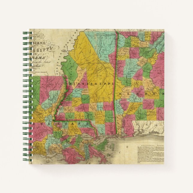 Cuaderno Mapa de Luisiana, Misisipi y Alabama (Anverso)