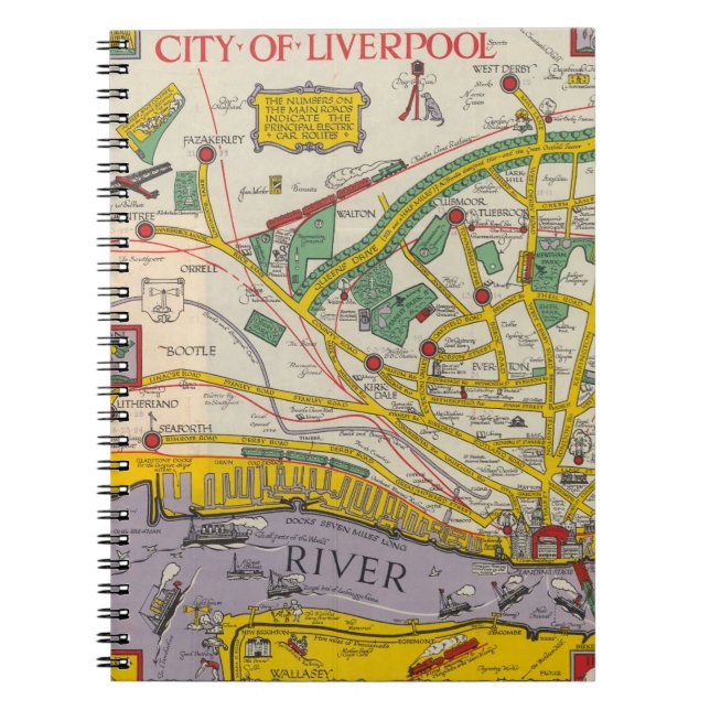 Cuaderno Mapa de Merseyside, Liverpool (Frente)