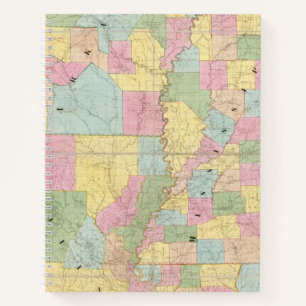 Cuaderno Mapa de Misisipi, Luisiana y Arkansas