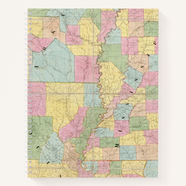 Cuaderno Mapa de Misisipi, Luisiana y Arkansas (Anverso)