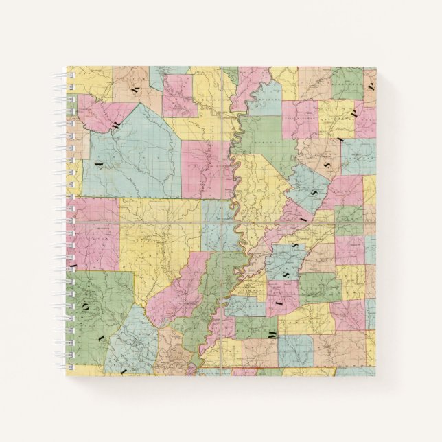 Cuaderno Mapa de Misisipi, Luisiana y Arkansas (Anverso)