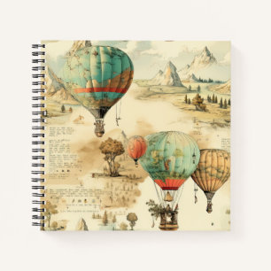 Cuaderno Mapa de montaña de globo aerostáticoico vintage
