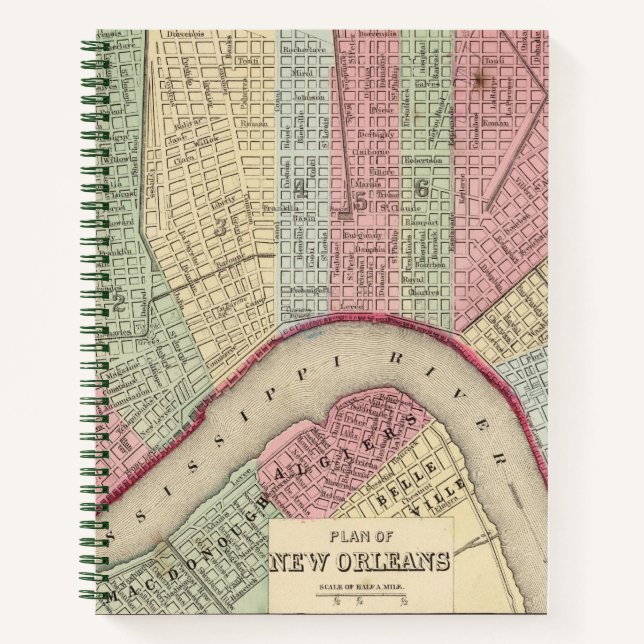 Cuaderno Mapa de Nueva Orleans por Mitchell (Anverso)