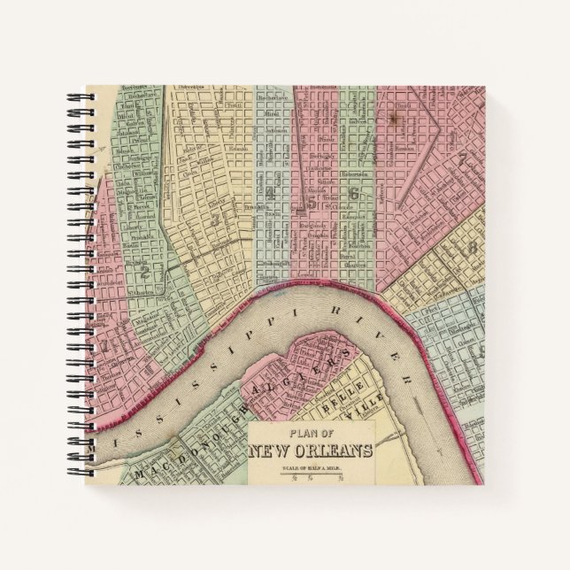 Cuaderno Mapa de Nueva Orleans por Mitchell (Anverso)